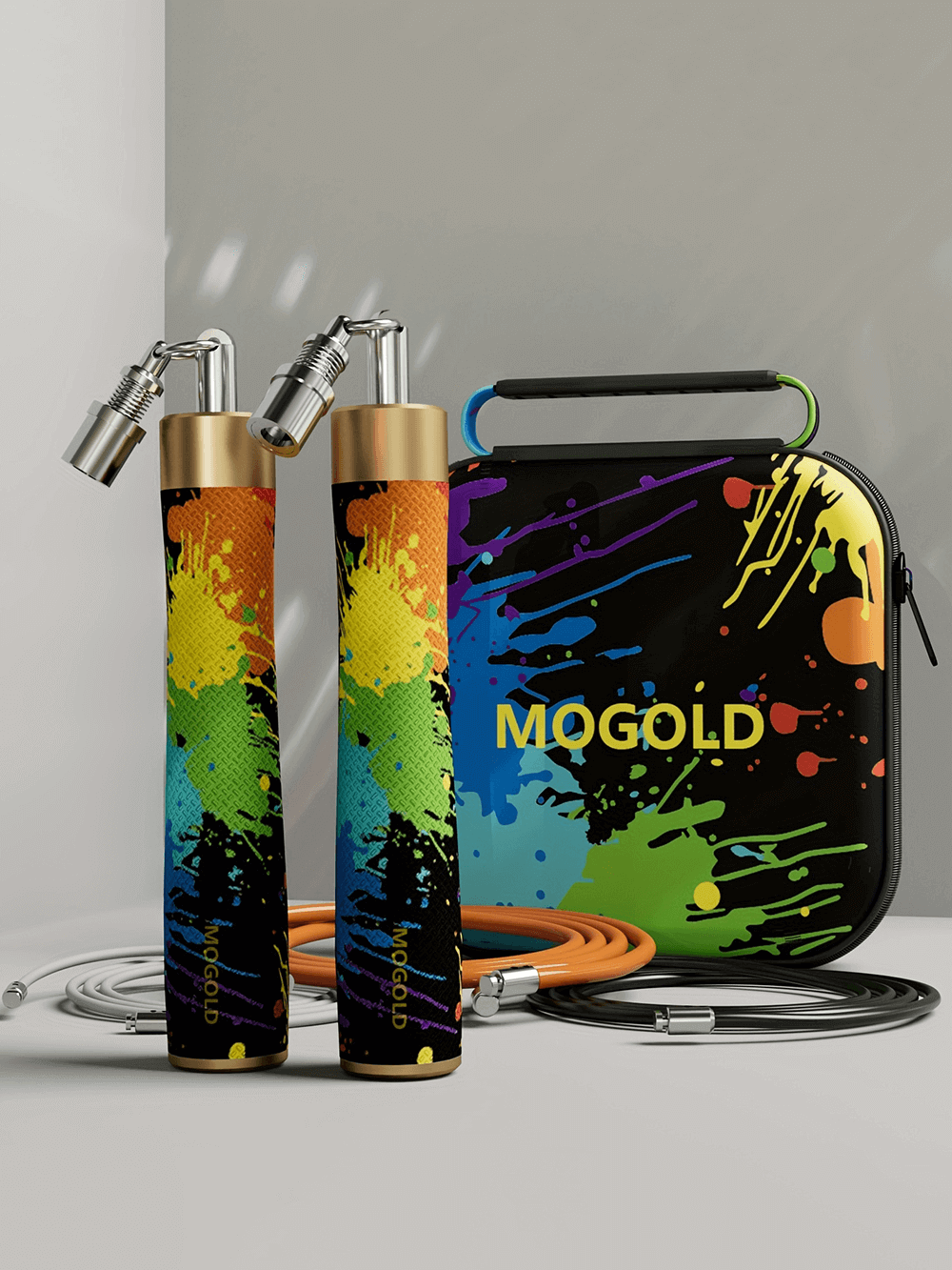 Adjustable Jump Rope Kit for Full Body Training - SF3497 with vibrant handles, carrying case, and interchangeable cables for efficient workouts.