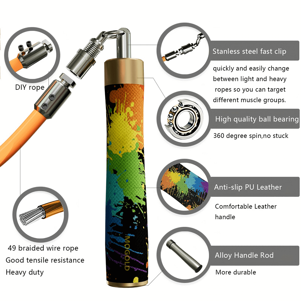 Adjustable Jump Rope Kit for Full Body Training - SF3497 with alloy handle and interchangeable cables, ideal for fitness and boxing.