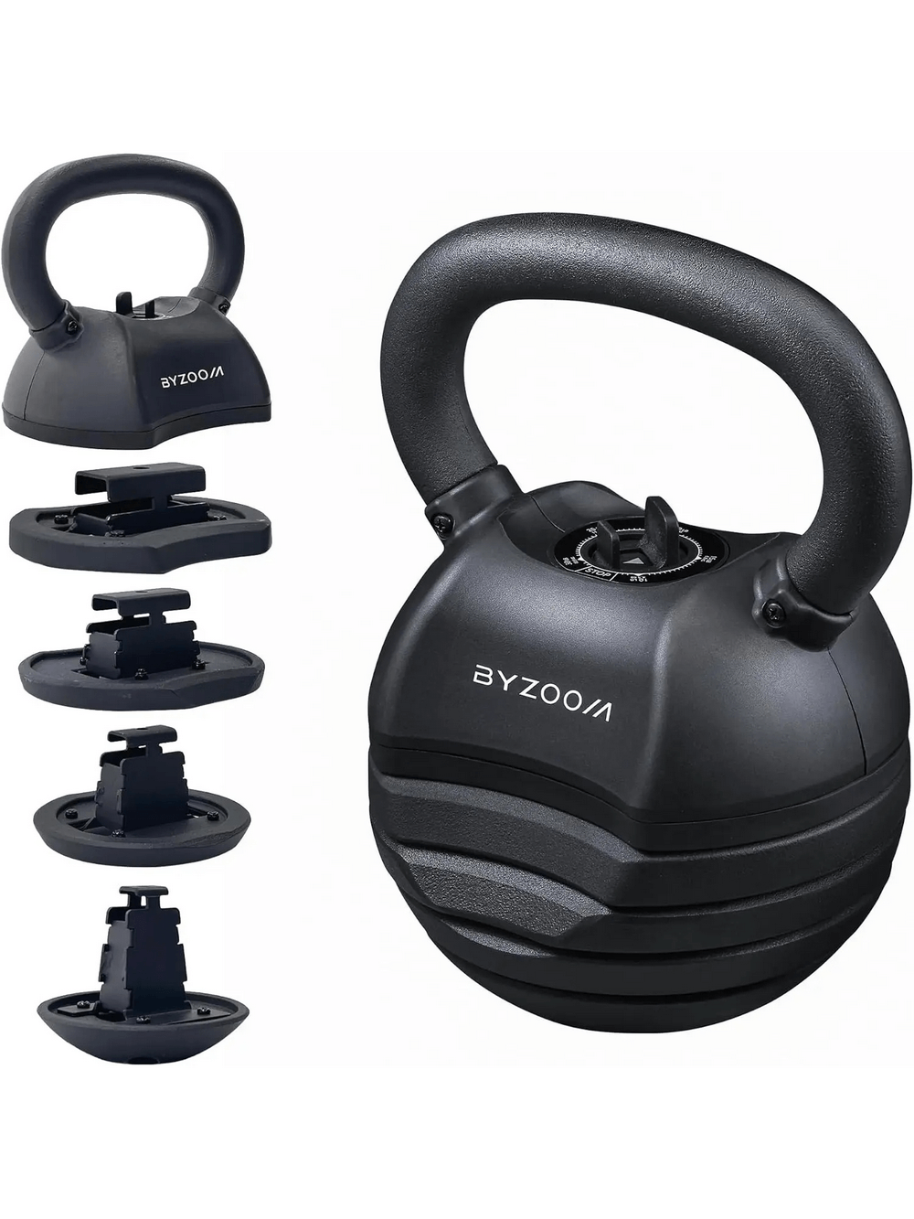 Adjustable kettlebell SF3353 with detachable weight plates and ergonomic handle for strength training.