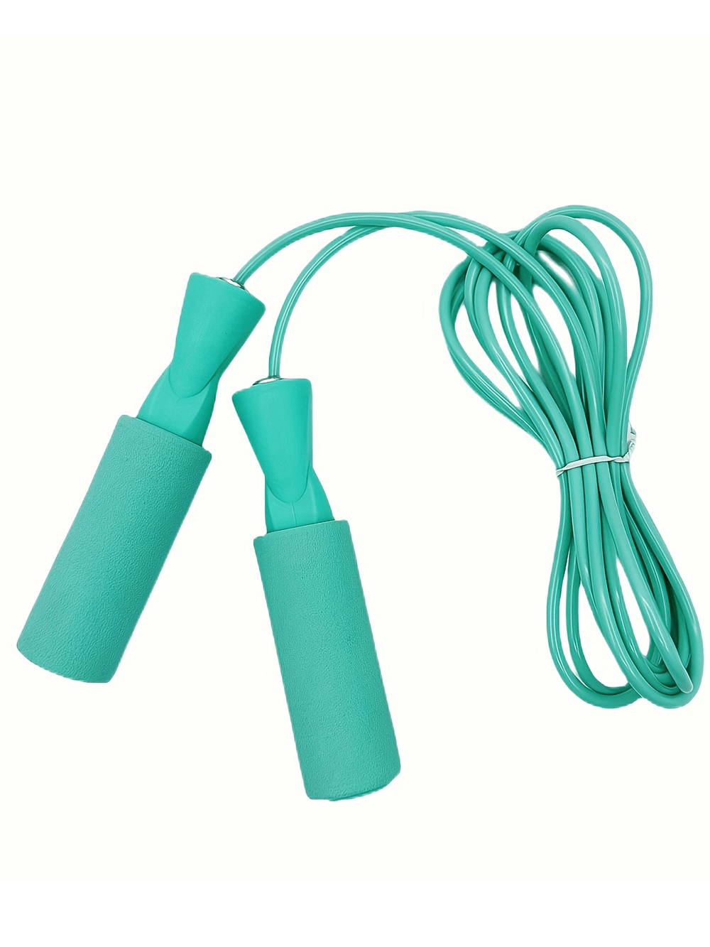 Teal adjustable length steel wire jump rope SF2761 for fitness and training, lightweight and durable, perfect for cardio and endurance.