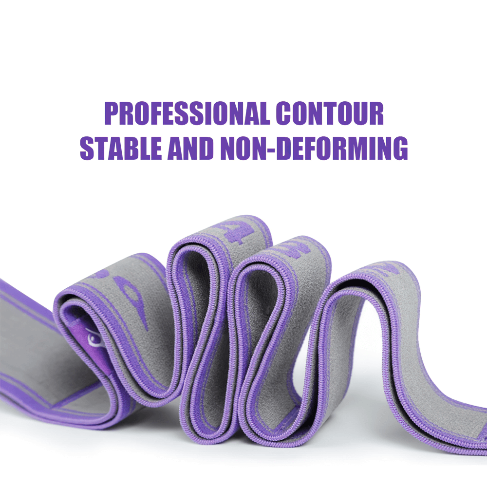 Adjustable yoga stretch band with purple stitching, ideal for enhancing flexibility and strength. Perfect for adult women and fitness lovers.