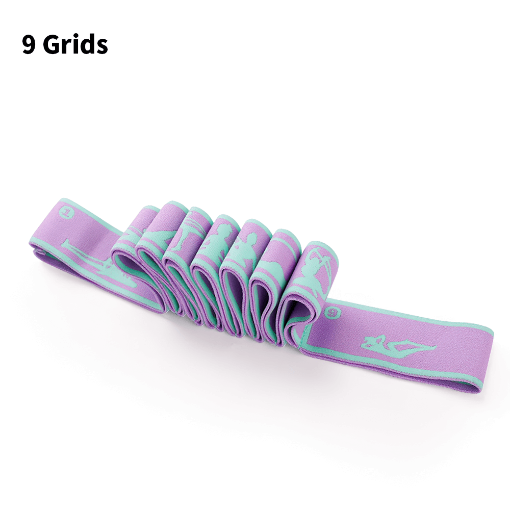 Purple 9-grid yoga stretch band for women, ideal for fitness and flexibility exercises, Latin dance, or gifts like Women's Day.