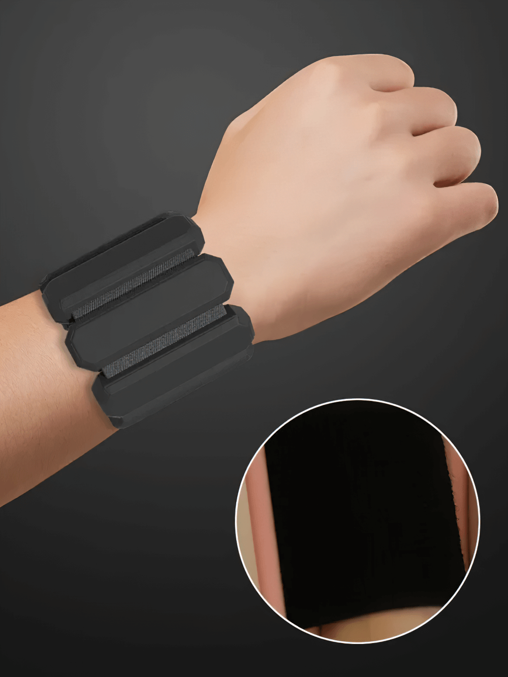 Adjustable silicone wrist weight with Velcro, shown on wrist. Ideal for yoga, running, cycling. Waterproof design for enhanced workouts.