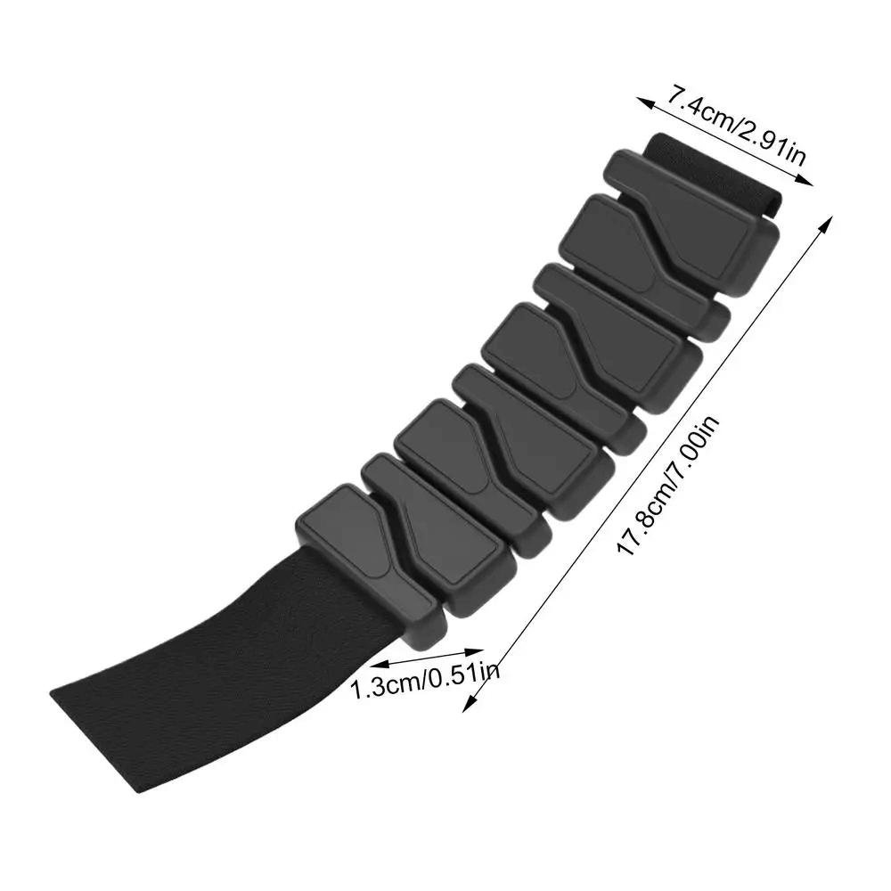Close-up of adjustable silicone wrist weight SF3310 with measurement dimensions for fitness training.