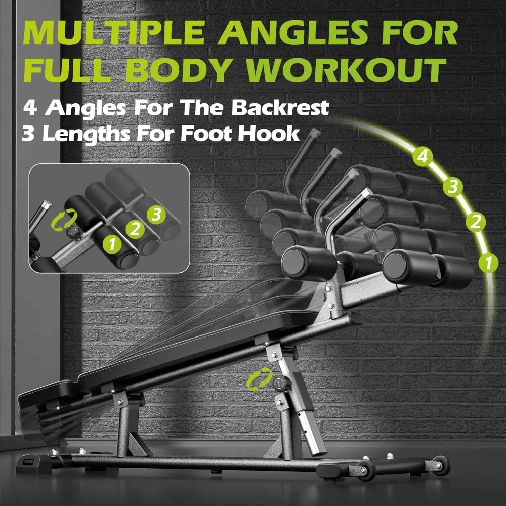 Adjustable Sit-Up Bench with Reverse Crunch Handle - SF3442 showing multi-angle settings for full body workout and core training.