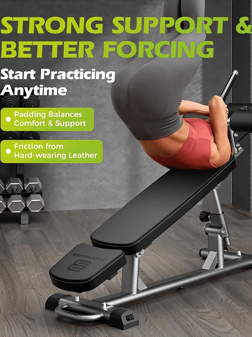 Person using Adjustable Sit-Up Bench with Reverse Crunch Handle - SF3442 for ab workout in home gym setup.