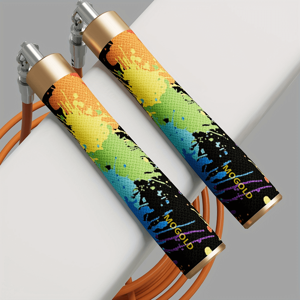 Colorful adjustable skipping rope with durable alloy handles and orange cables for MMA and fitness workouts, model SF2782.