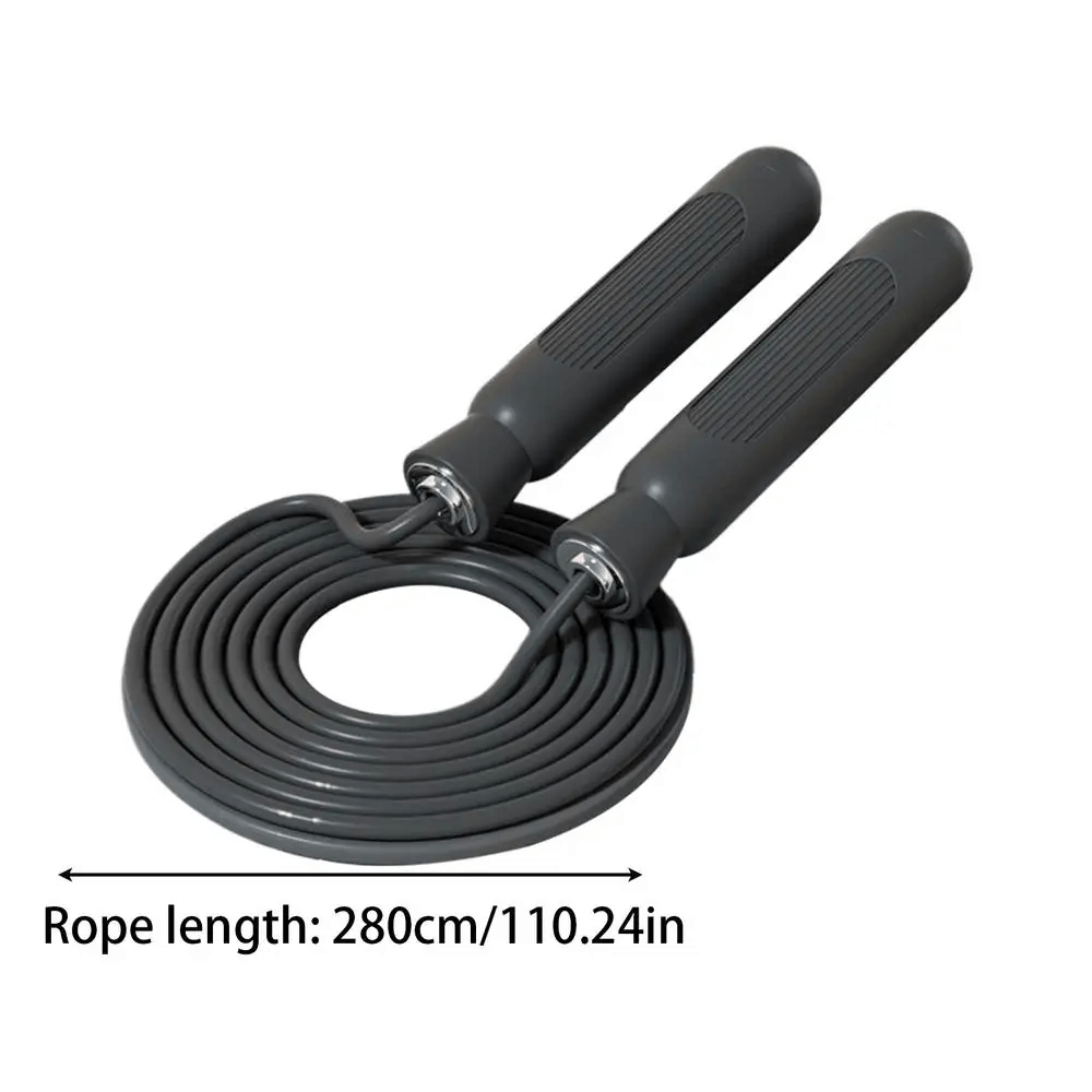 Adjustable skipping rope with non-slip handles, 280cm length, perfect for cardio and endurance training for athletes and beginners.
