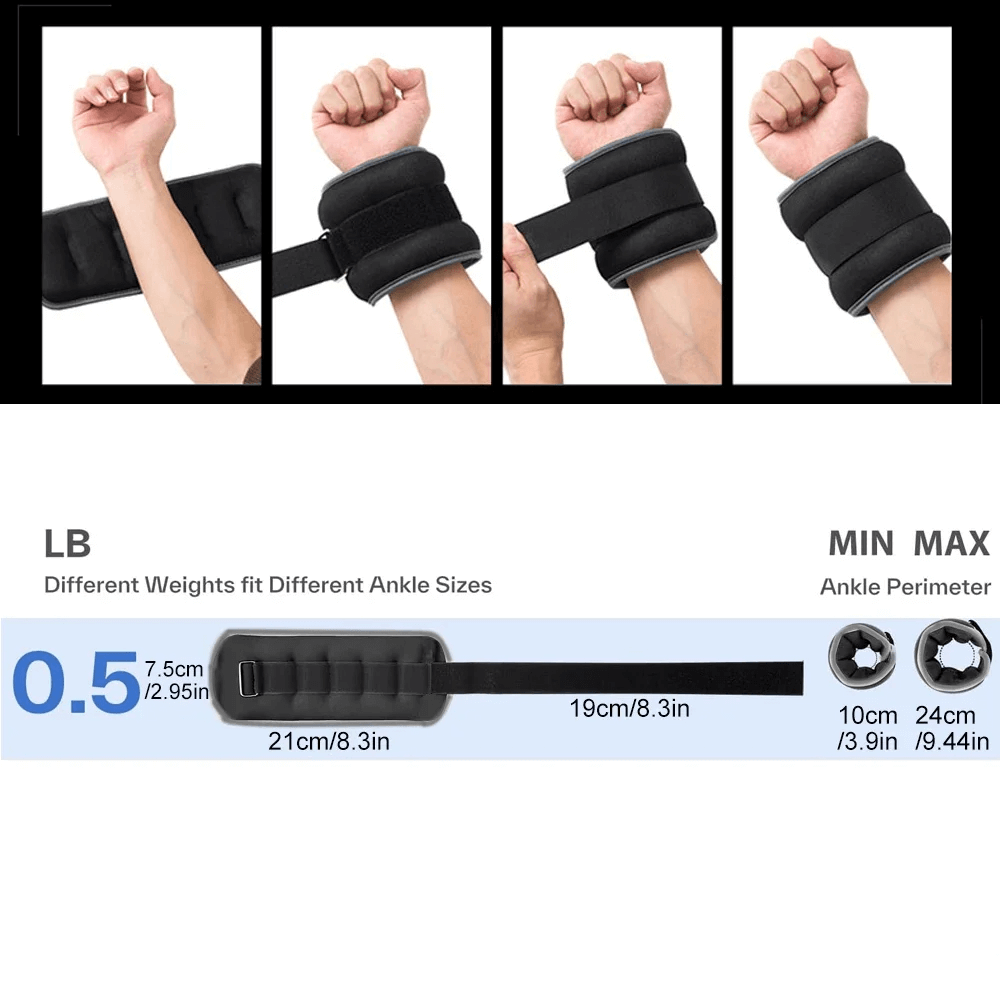 Adjustable wrist and ankle weights optimizing fit with ergonomic design for fitness, running, and yoga. SF3314, unisex, versatile use.