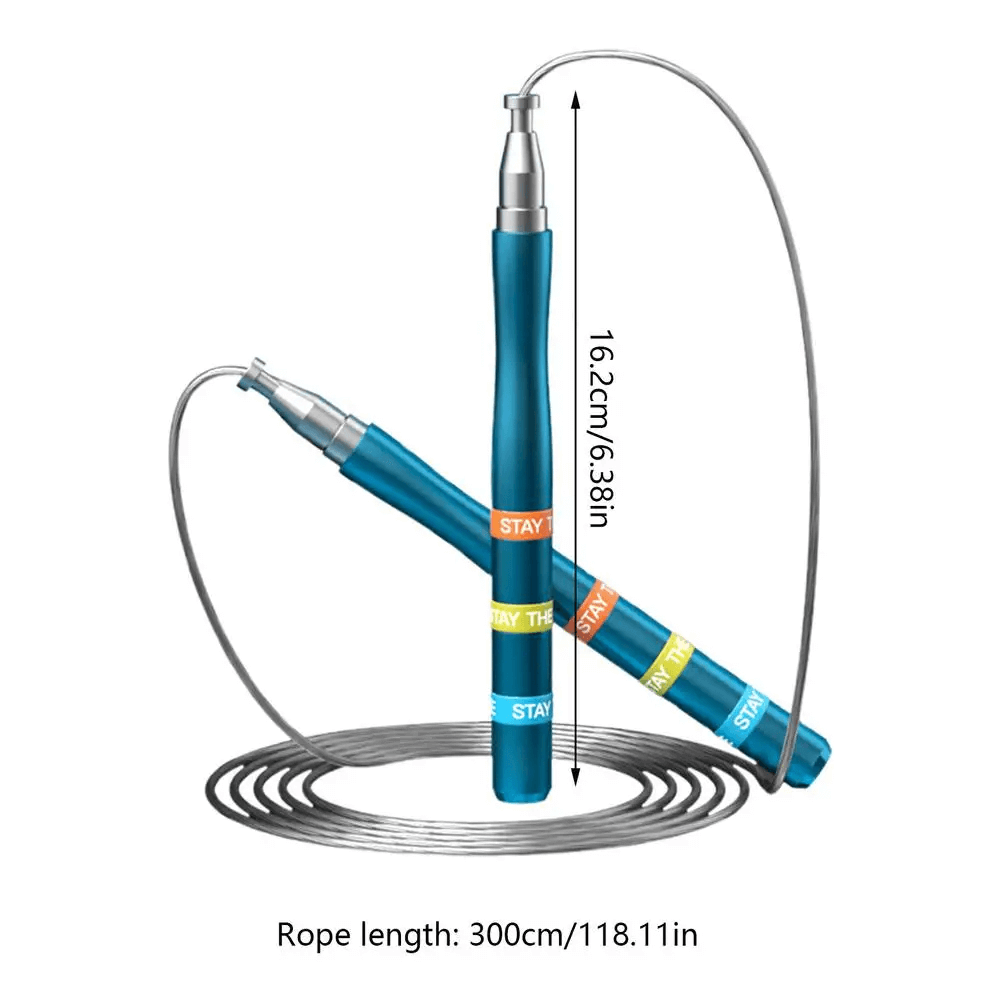 Adjustable speed jump rope with ball bearings, featuring PVC-coated steel wire and ergonomic handles, ideal for fitness and weight loss.