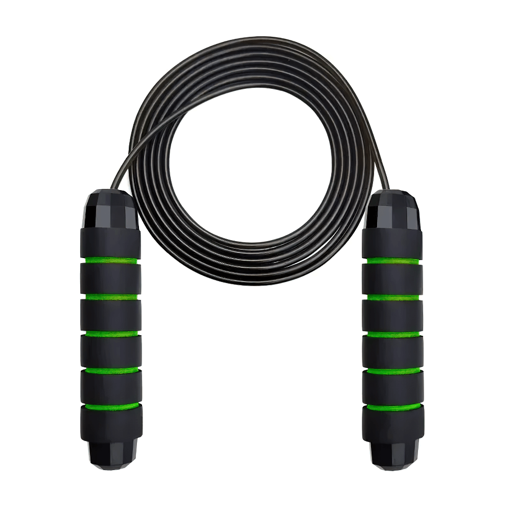 Adjustable speed jump rope with EVA foam handles for cardio and agility training, ideal for boxing, MMA, and workouts.