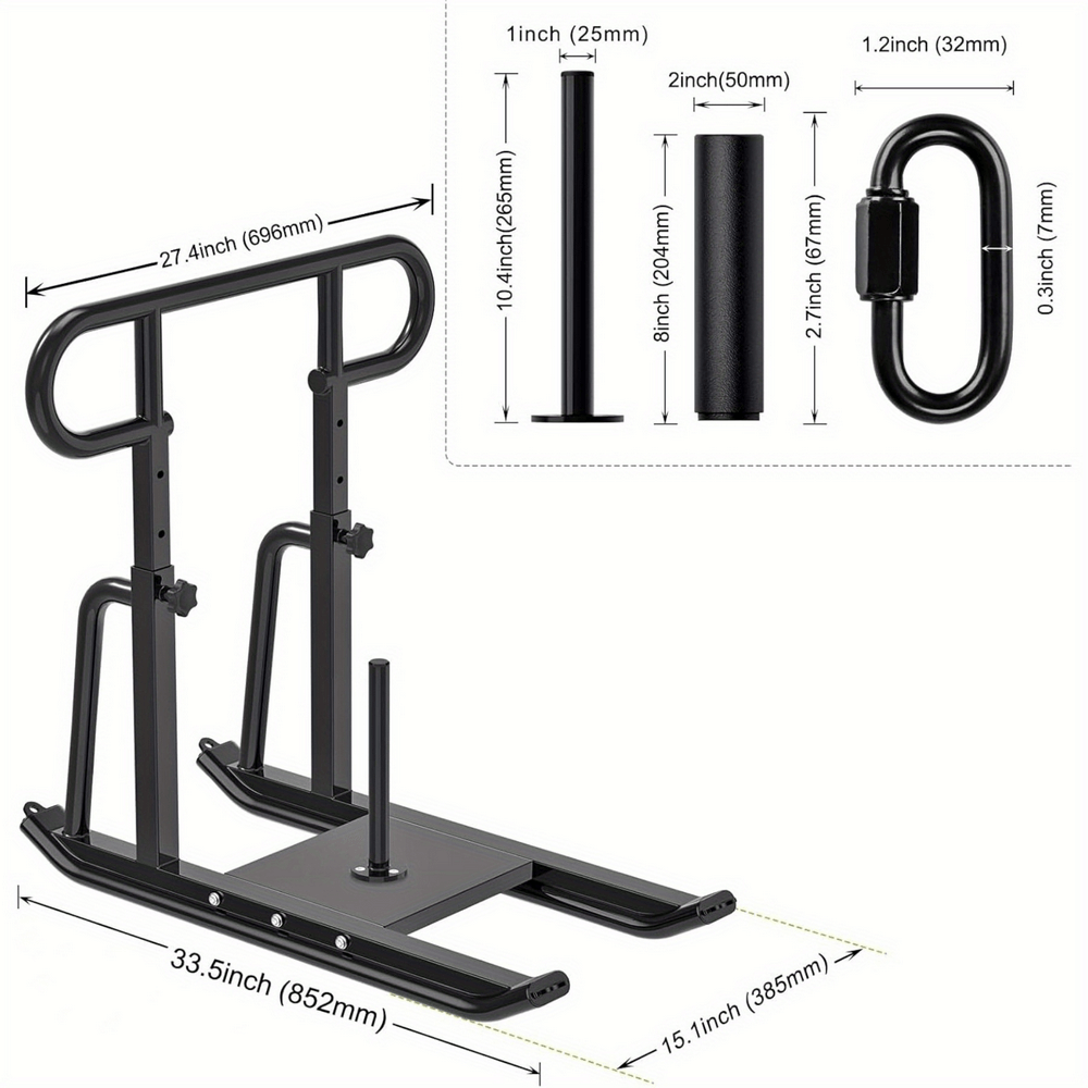 Adjustable Speed Training Sled SF2894 with 1-inch and 2-inch weights for strength and endurance workouts, shown with dimensions.