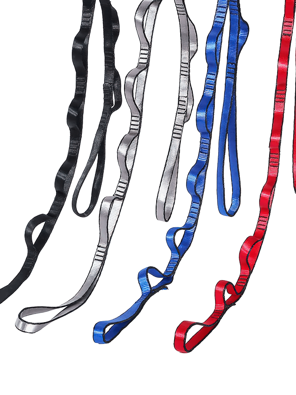 Colorful multi-loop stretch straps for physical therapy, perfect for fitness and rehab workouts.