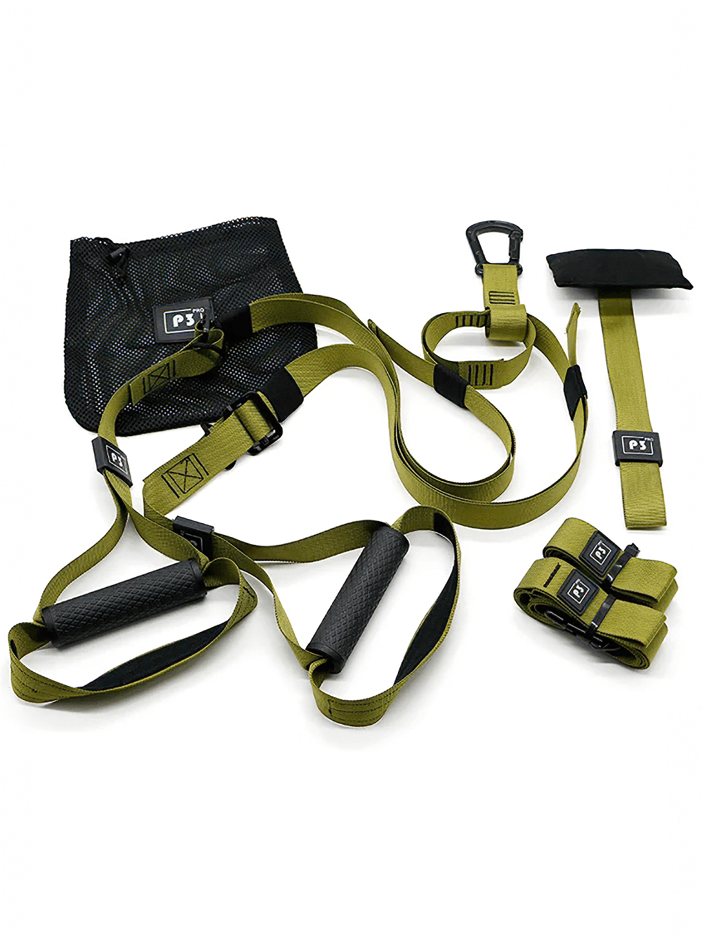 Adjustable Suspension Training Straps with door anchor for full body workouts, perfect for home or outdoor fitness routine.
