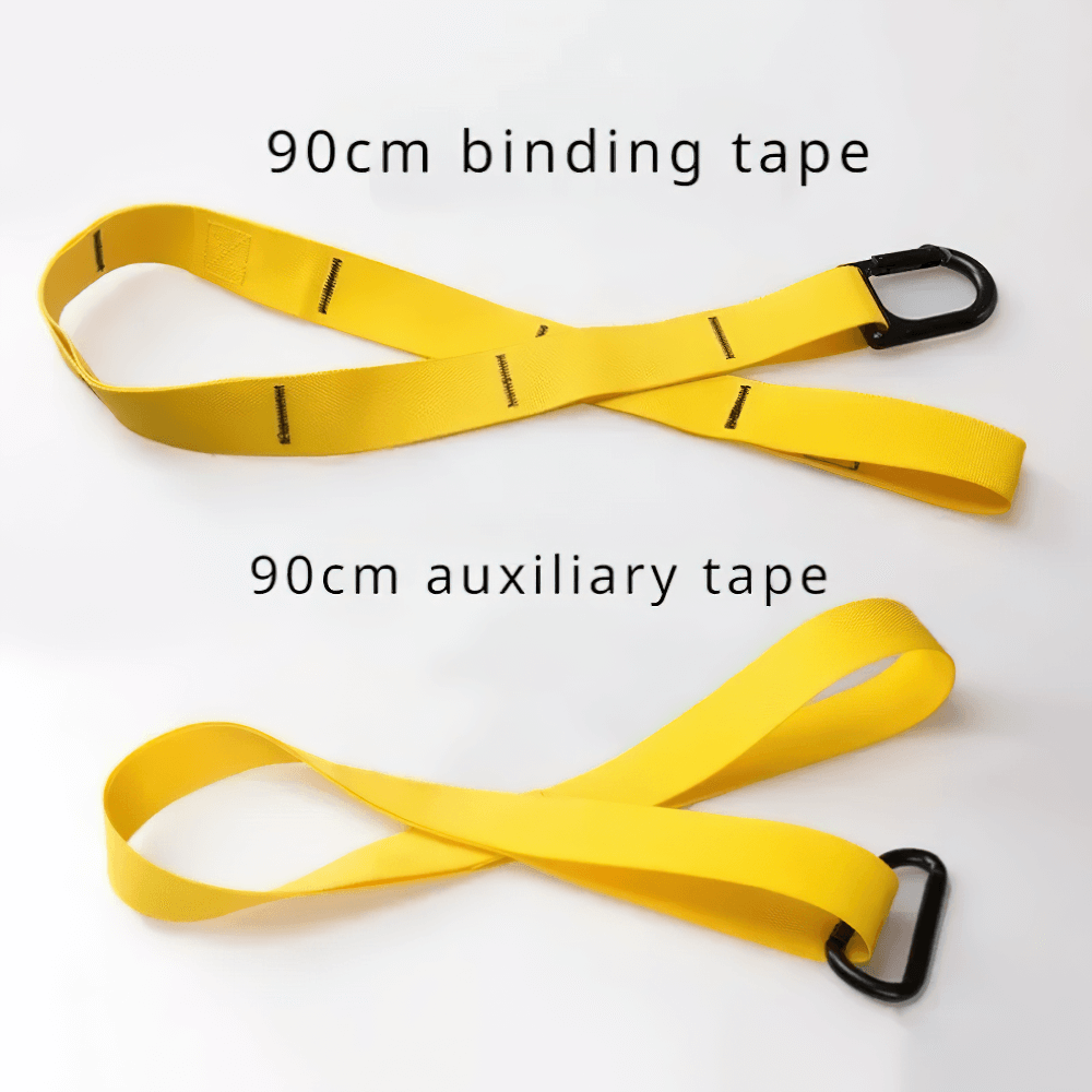 Yellow adjustable suspension training straps SF3342 with 90cm binding and auxiliary tape for versatile workouts.