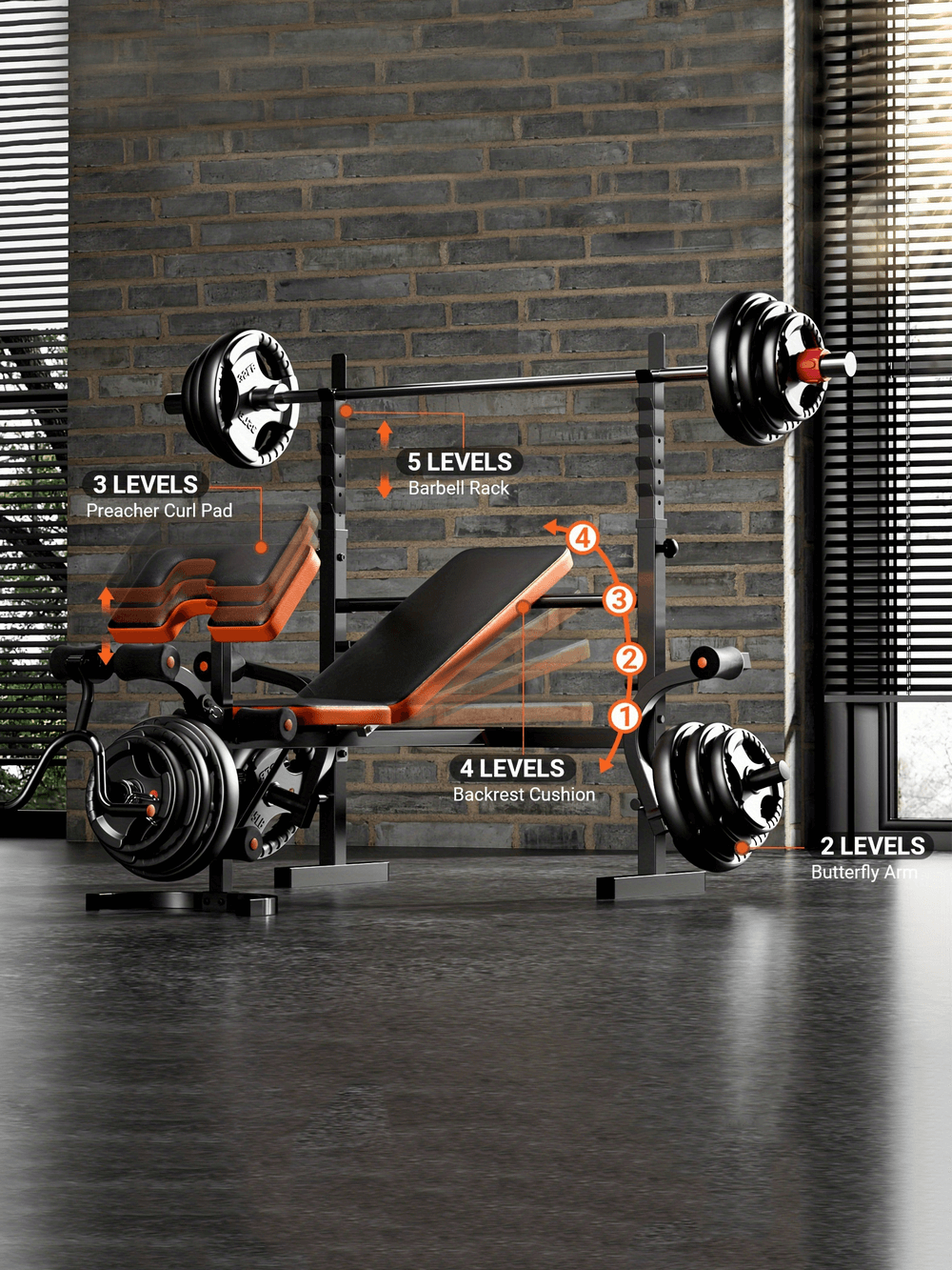 Adjustable Weight Bench with Multi-Level Functions - SF3017