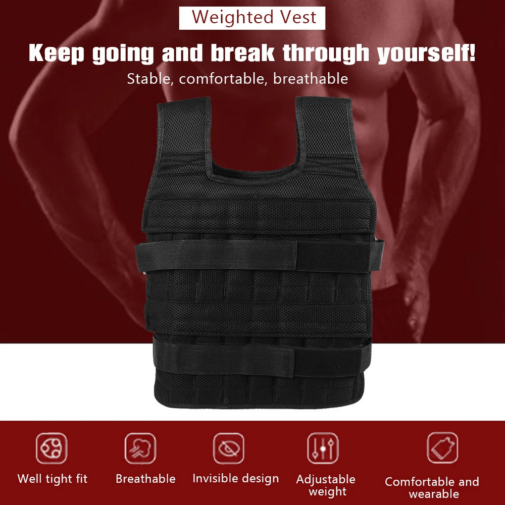 Adjustable weight vest for running and training with breathable mesh, Velcro straps, and comfort fit for endurance workouts.