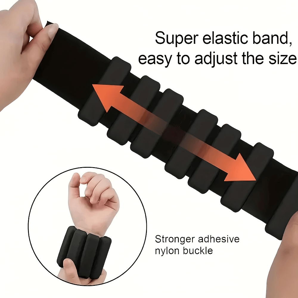Adjustable weighted fitness bracelet with elastic band and nylon buckle, perfect for wrist and ankle resistance training.