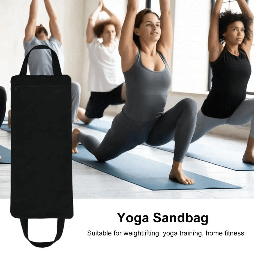 Women doing yoga with adjustable weighted sandbag, suitable for home fitness and training, enhancing strength and flexibility.