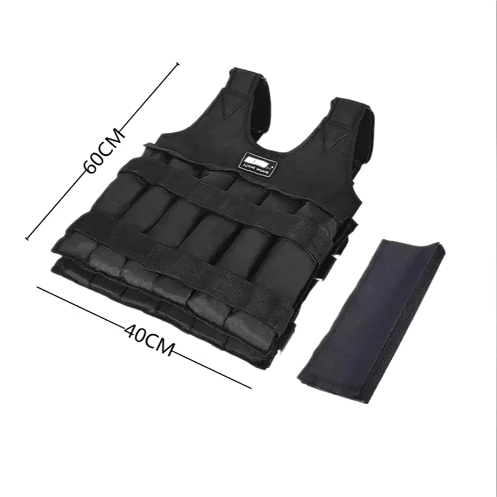 Adjustable Weighted Training Vest for Fitness, 60x40cm, shown with adjustable straps for running and gym workouts.