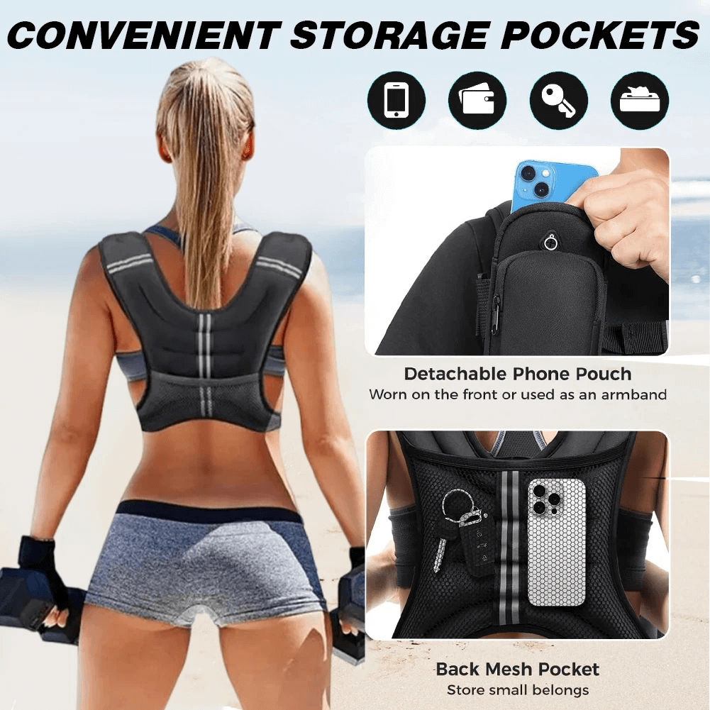 Adjustable Weighted Vest with Reflective Stripes - SF3433