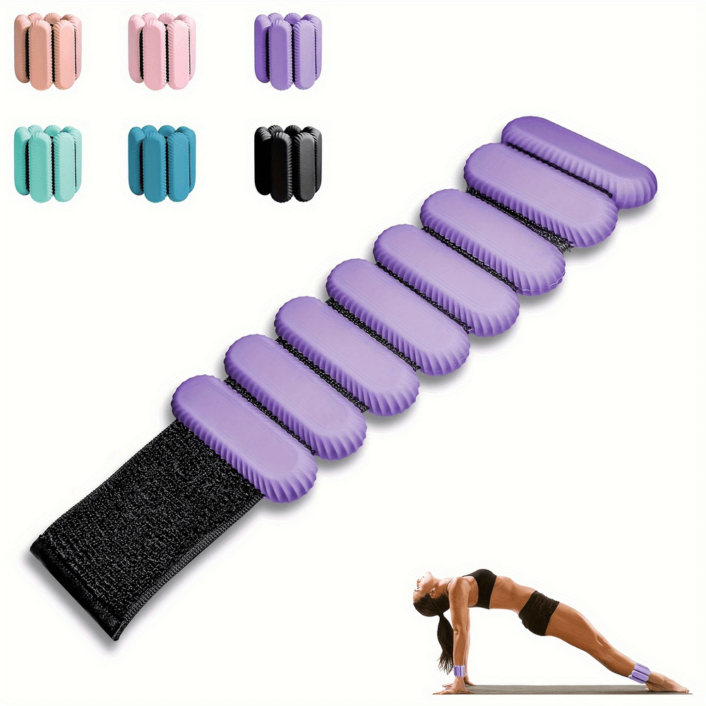 Purple adjustable weighted wrist and ankle band for resistance training, yoga, and pilates with multiple color options.