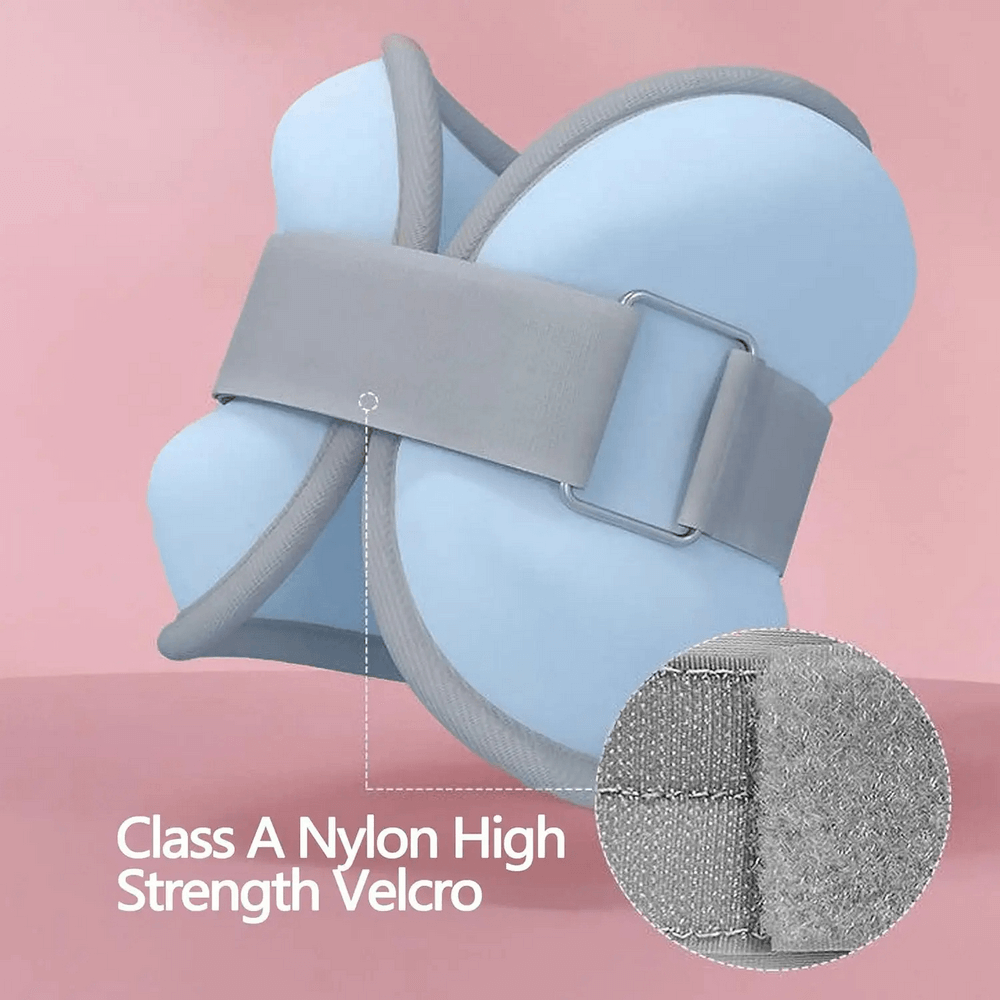 Close-up of adjustable wrist and ankle weights with secure high-strength velcro strap, perfect for workouts. Available in pastel colors.