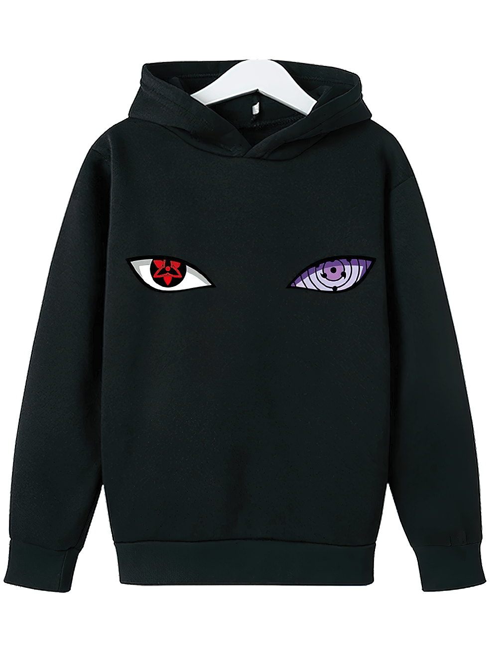Anime Eyes Graphic Hoodie for Boys and Girls - SF3679 with ninja-inspired eye graphics on black fabric