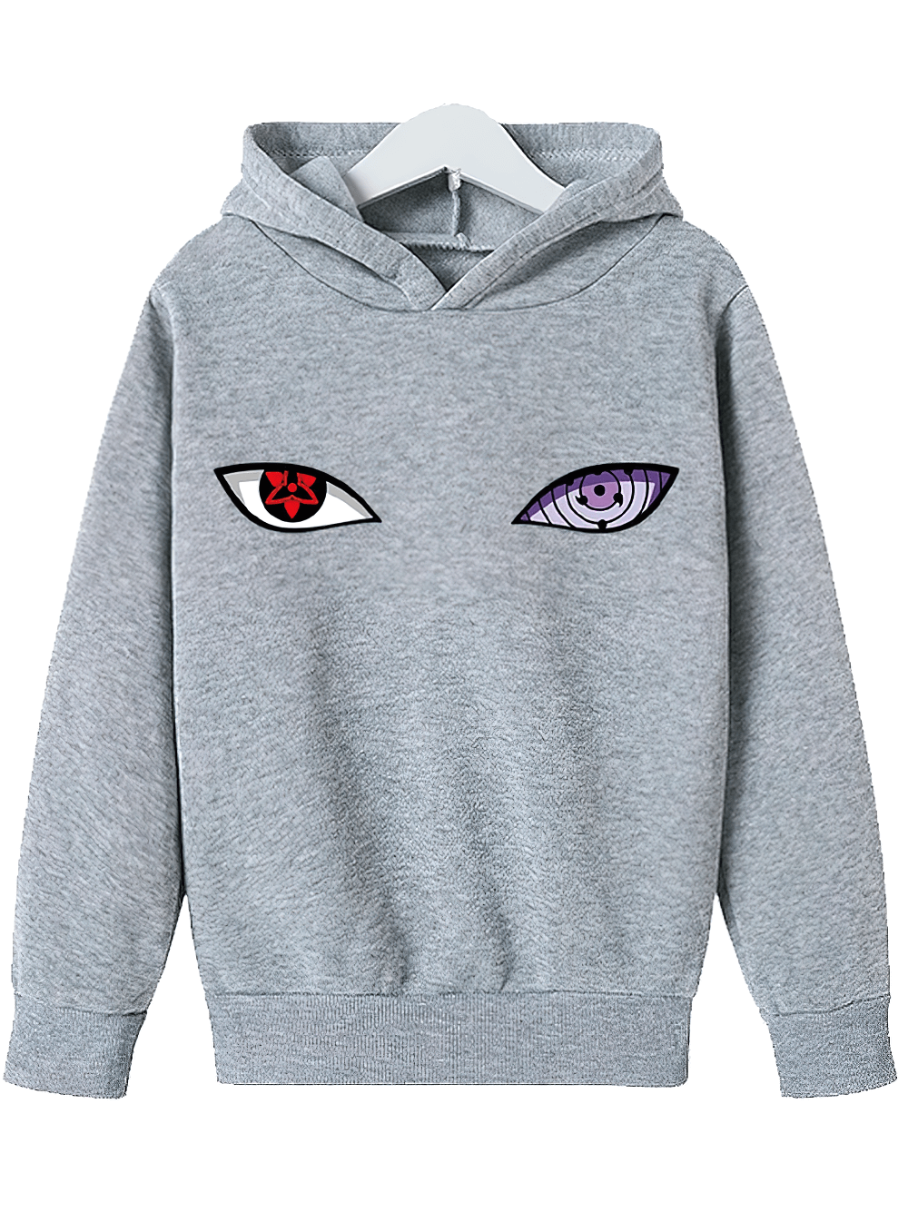 Comfortable Anime Eyes Graphic Hoodie for Boys and Girls - SF3679, featuring iconic ninja-inspired artwork for playful streetwear looks.