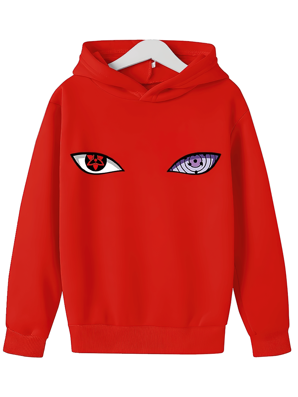 Anime Eyes Graphic Hoodie for Boys and Girls - SF3679 in red with bold ninja-themed eye print