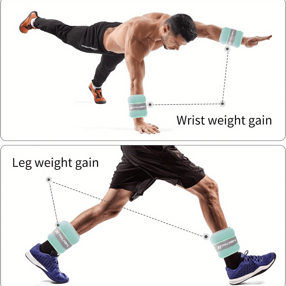 Man exercising with ankle and wrist weights, showcasing wrist and leg weight gain benefits.