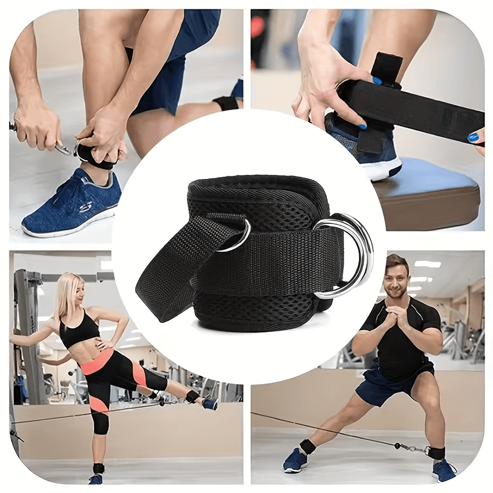 Ankle gym weights with dual D-ring design used for leg training and workouts, showcasing versatility and secure fit. Model SF2909.