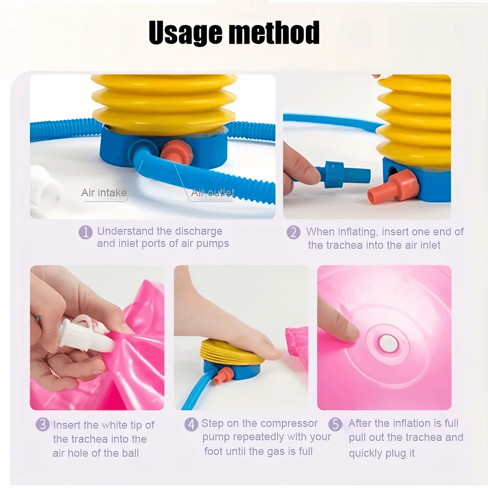 Step-by-step guide on using the pump for the Anti-Burst Exercise Yoga Balance Ball SF3269 with images of the inflation process.