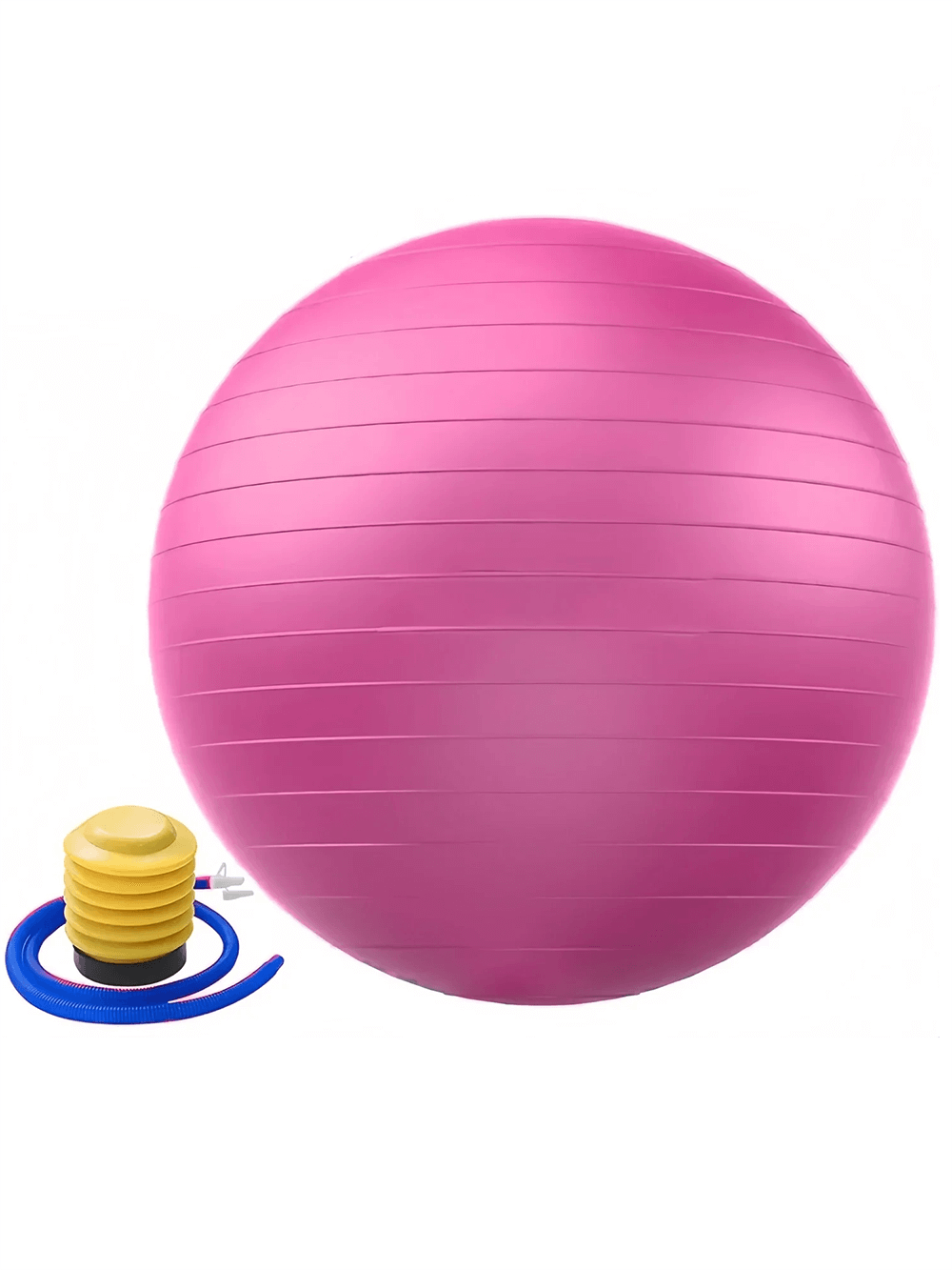 Pink anti-burst exercise yoga balance ball with pump, ideal for stability training and pregnancy exercises.