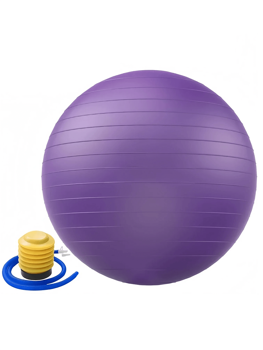 Purple anti-burst exercise yoga balance ball with pump, perfect for stability training, core strengthening, and pregnancy exercises.