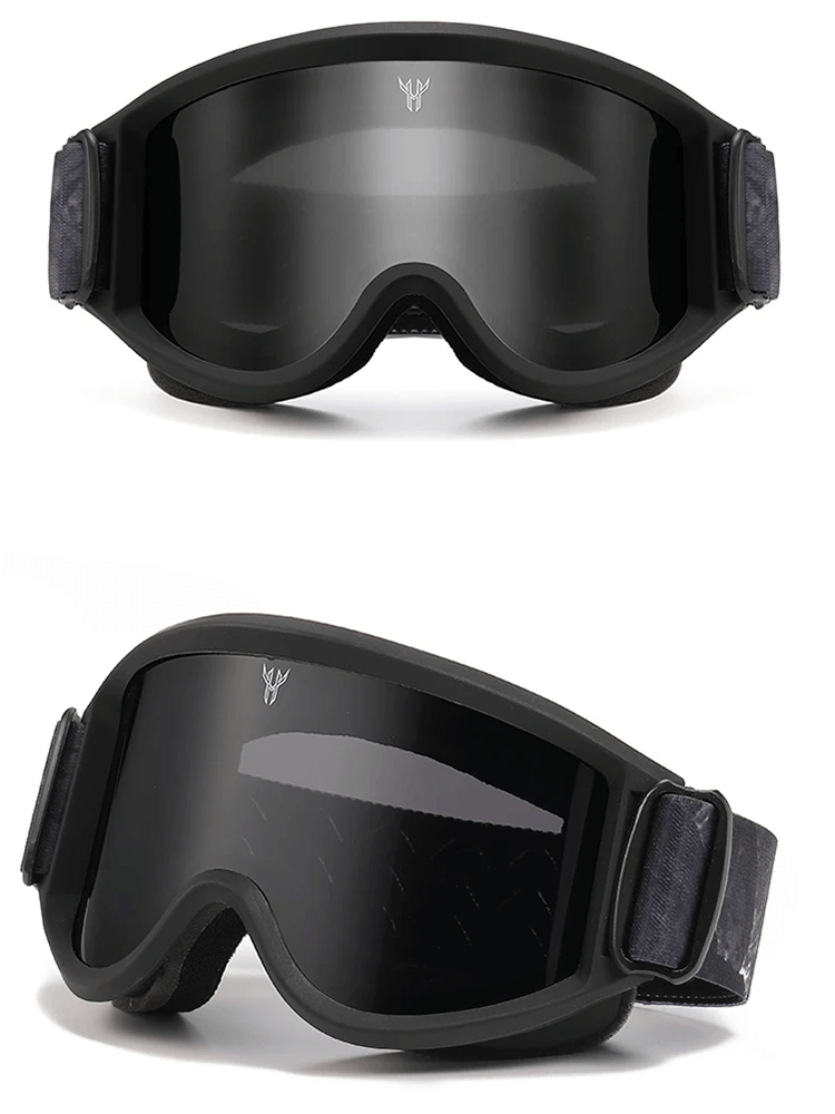 Anti-Glare UV Protection Ski Goggles SF2216 with wide lens and adjustable strap for snowboarding, featuring sleek design in black.