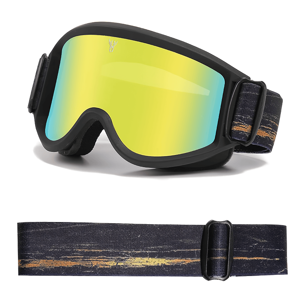 Yellow lens anti-glare UV protection ski goggles with adjustable strap and durable frame, model SF2216, perfect for snowboarding.