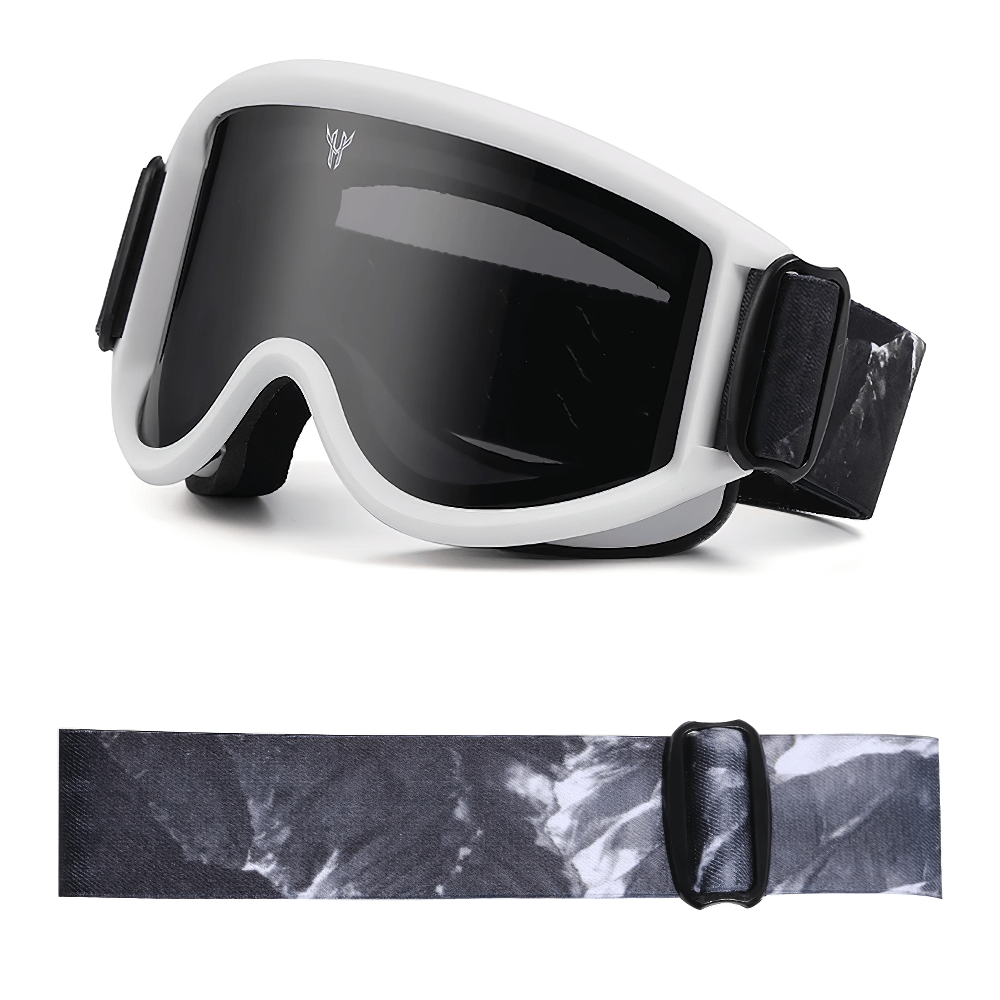 Anti-Glare UV Protection Ski Goggles SF2216 with Adjustable Strap and Wide Polarized Lens in Black and White Design for Snowboarding