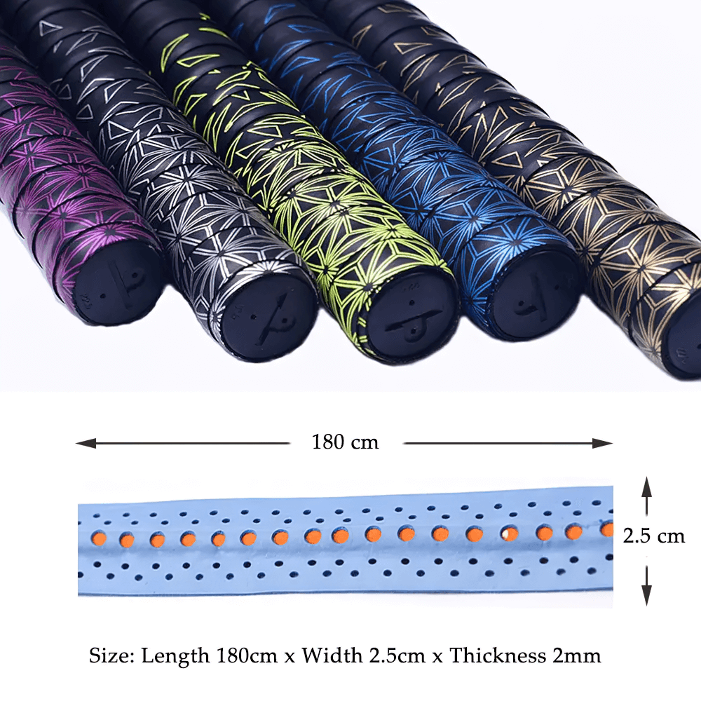 Anti-Slip Racket Grip Tape for Tennis Squash - SF3481 in various colors with size details.