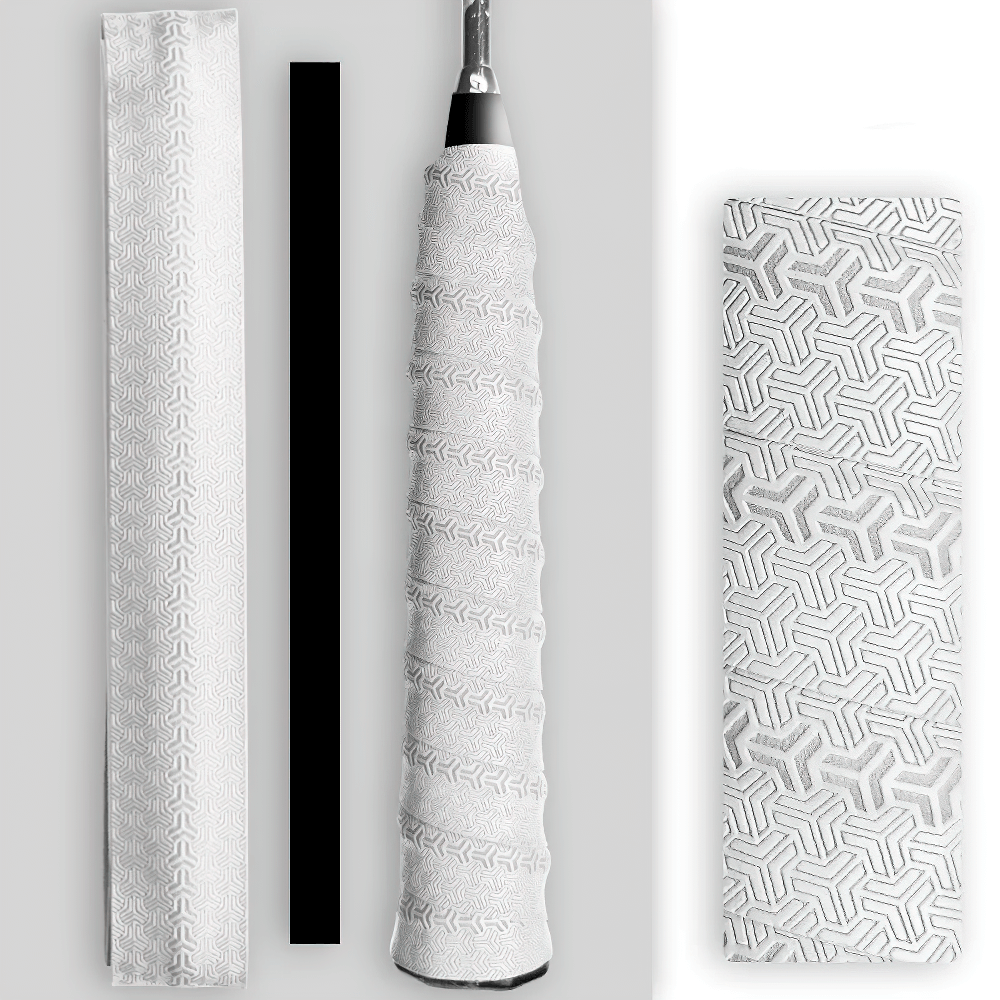 Anti-Slip Sport Racket Overgrip Tape - SF3451 showcased on a badminton racket, featuring textured design for enhanced grip.