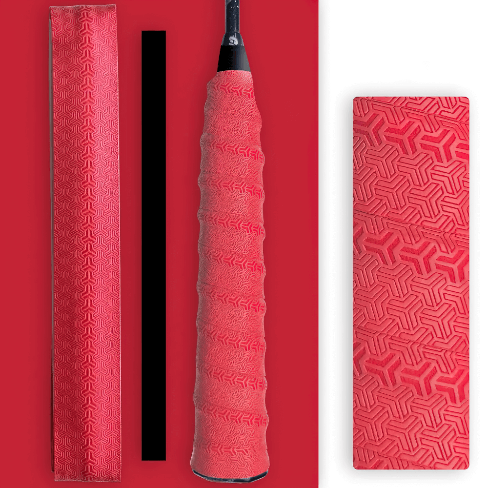 Anti-Slip Sport Racket Overgrip Tape - SF3451, red textured tape for badminton and tennis rackets offering enhanced grip and control.