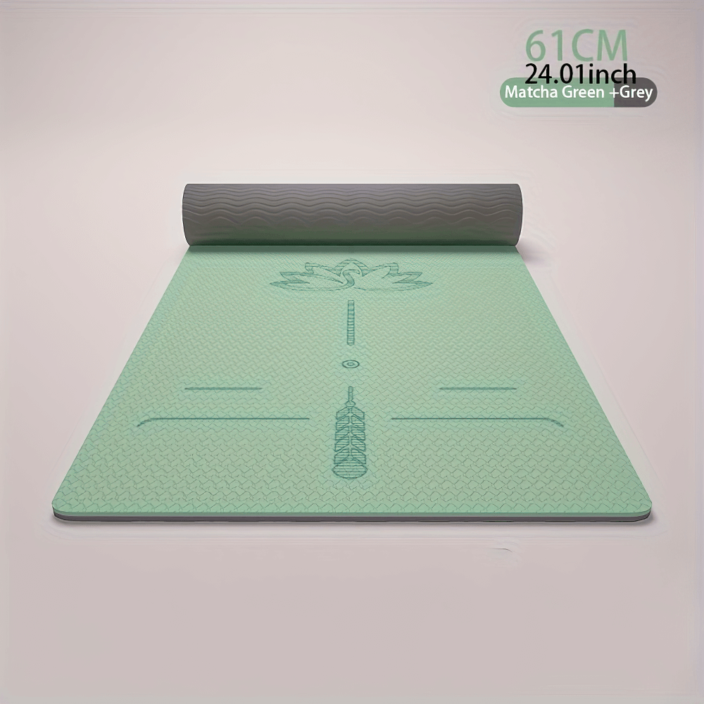 Anti-Slip Thick Fitness Mat SF2882 with Lotus Guide Lines in Matcha Green, 24.01 inch width for enhanced grip and alignment