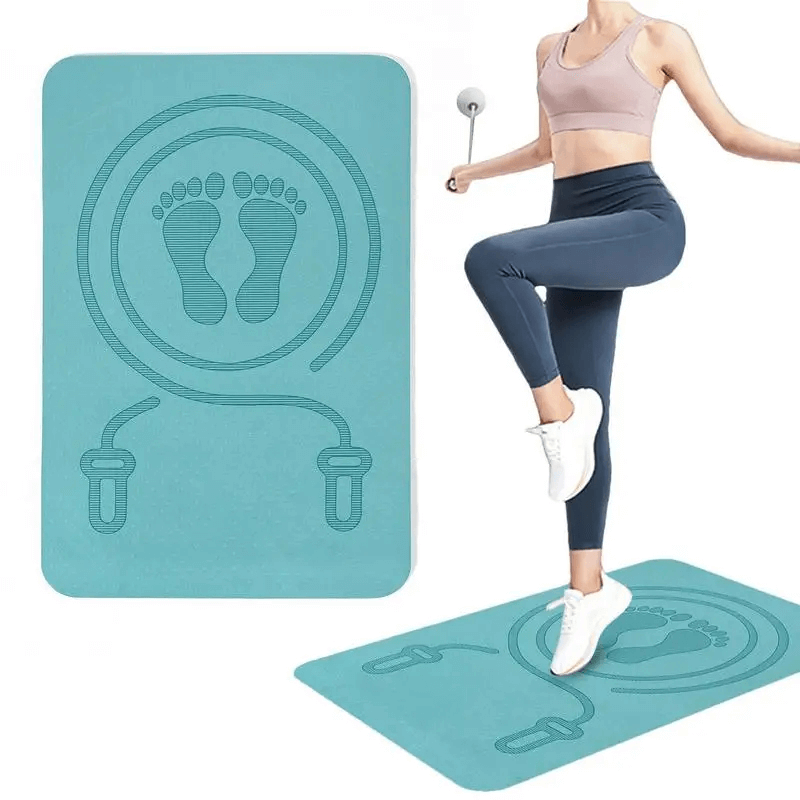 Anti-slip TPE yoga mat SF3285 with foot design, perfect for yoga and exercise, providing stability and shock absorption.