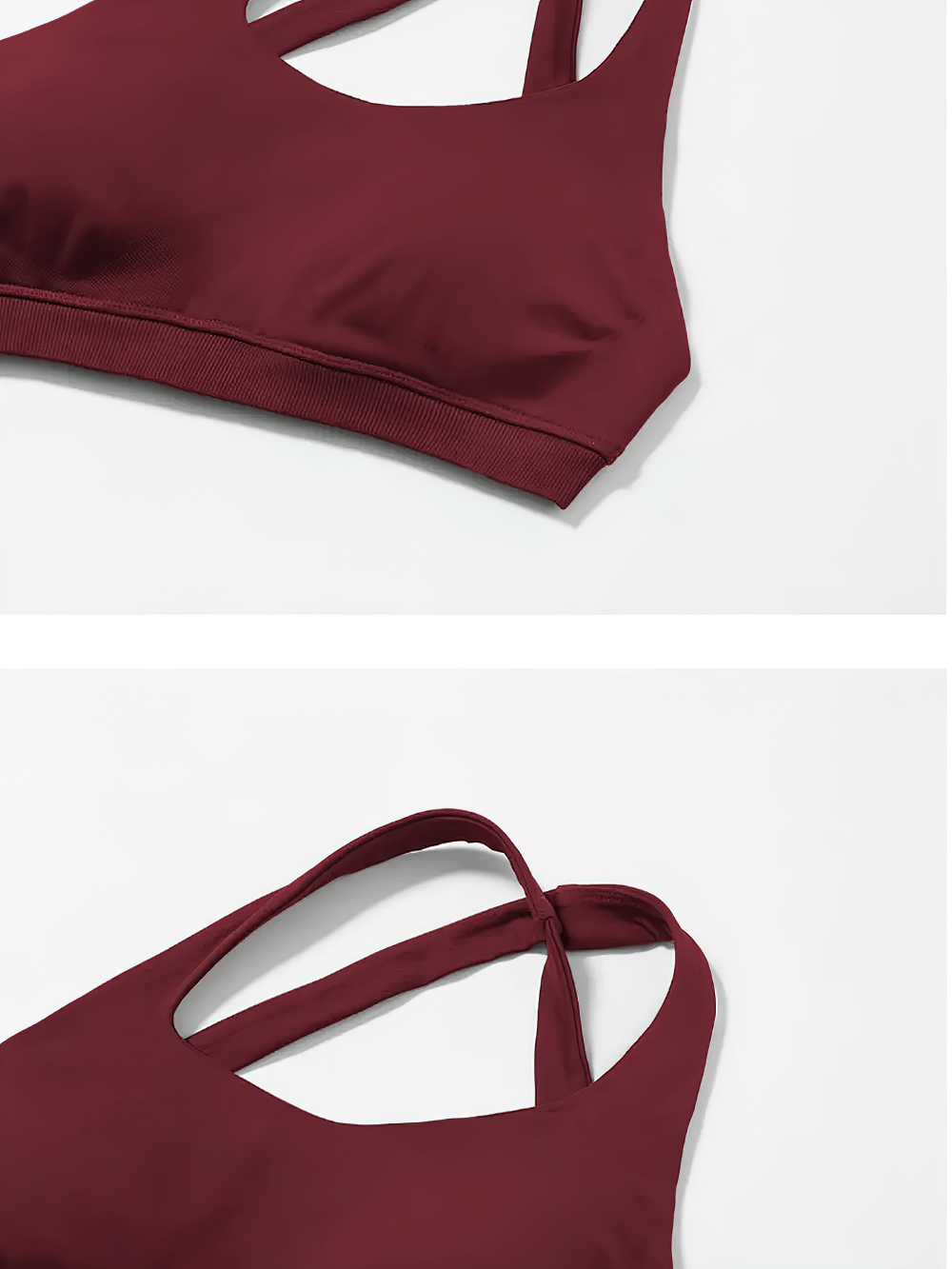 Asymmetric one-shoulder sports bra in burgundy, perfect for workouts. Features seamless design for flexibility and support.