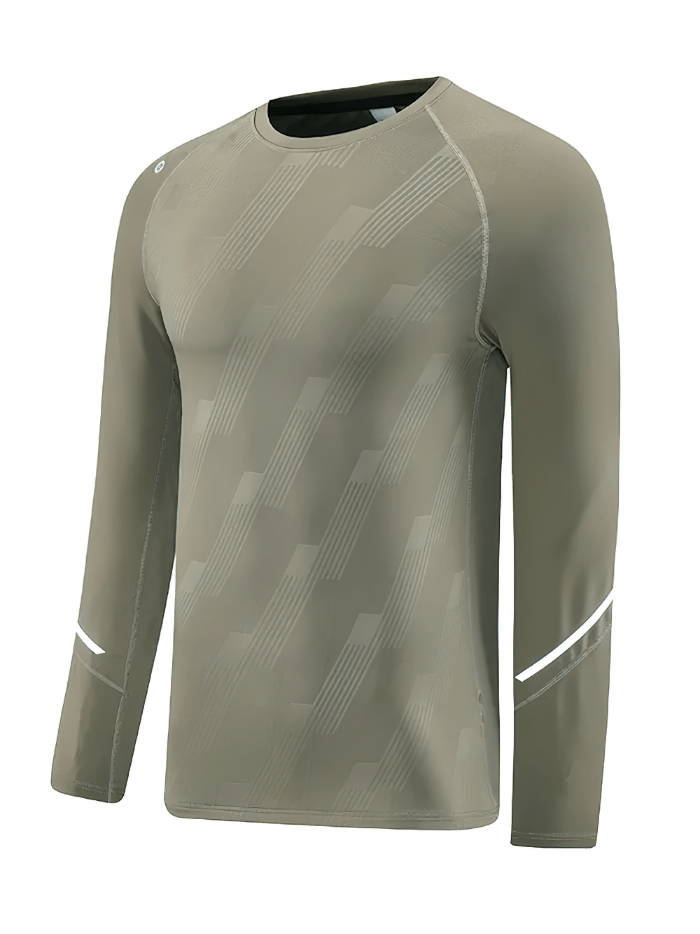 Athletic Geometric Print Workout Top for Gym - SF4741 in stylish olive green with long sleeves.