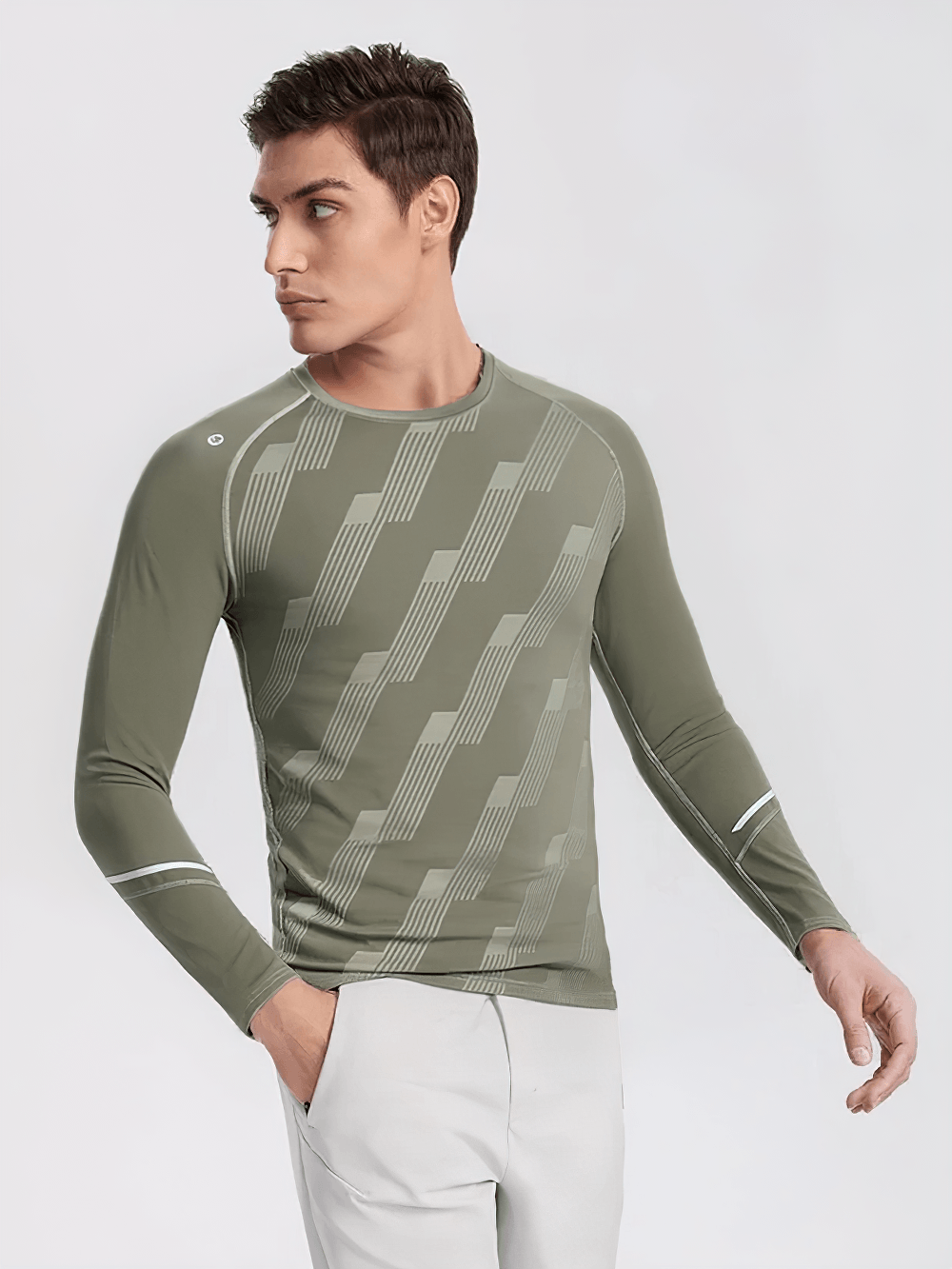 Athletic Geometric Print Workout Top for Gym - SF4741 in a stylish green color, ideal for fitness enthusiasts.