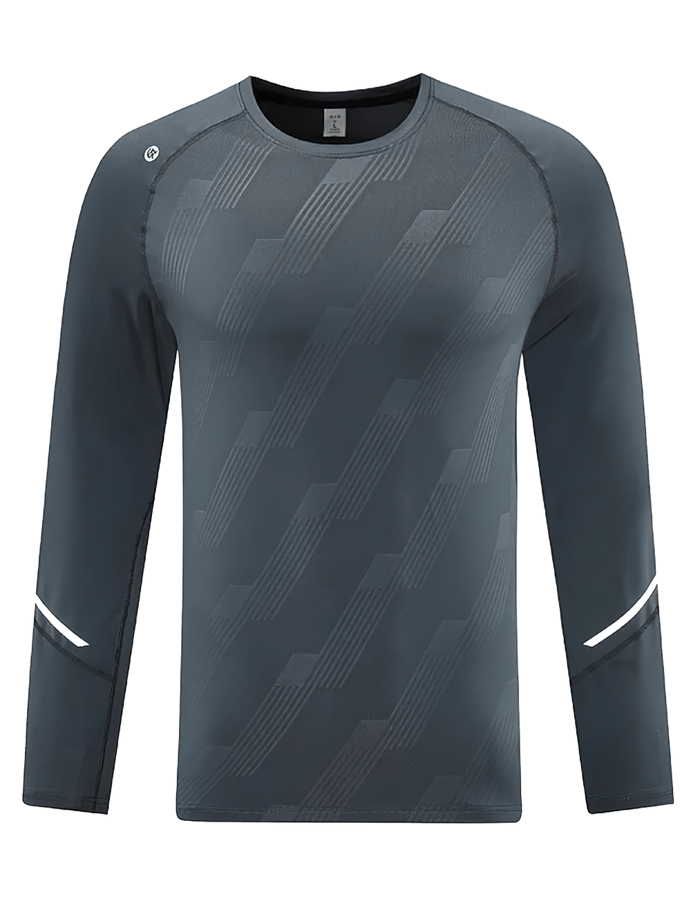Athletic Geometric Print Workout Top for Gym - SF4741 in sleek gray design with long sleeves and modern geometric patterns.