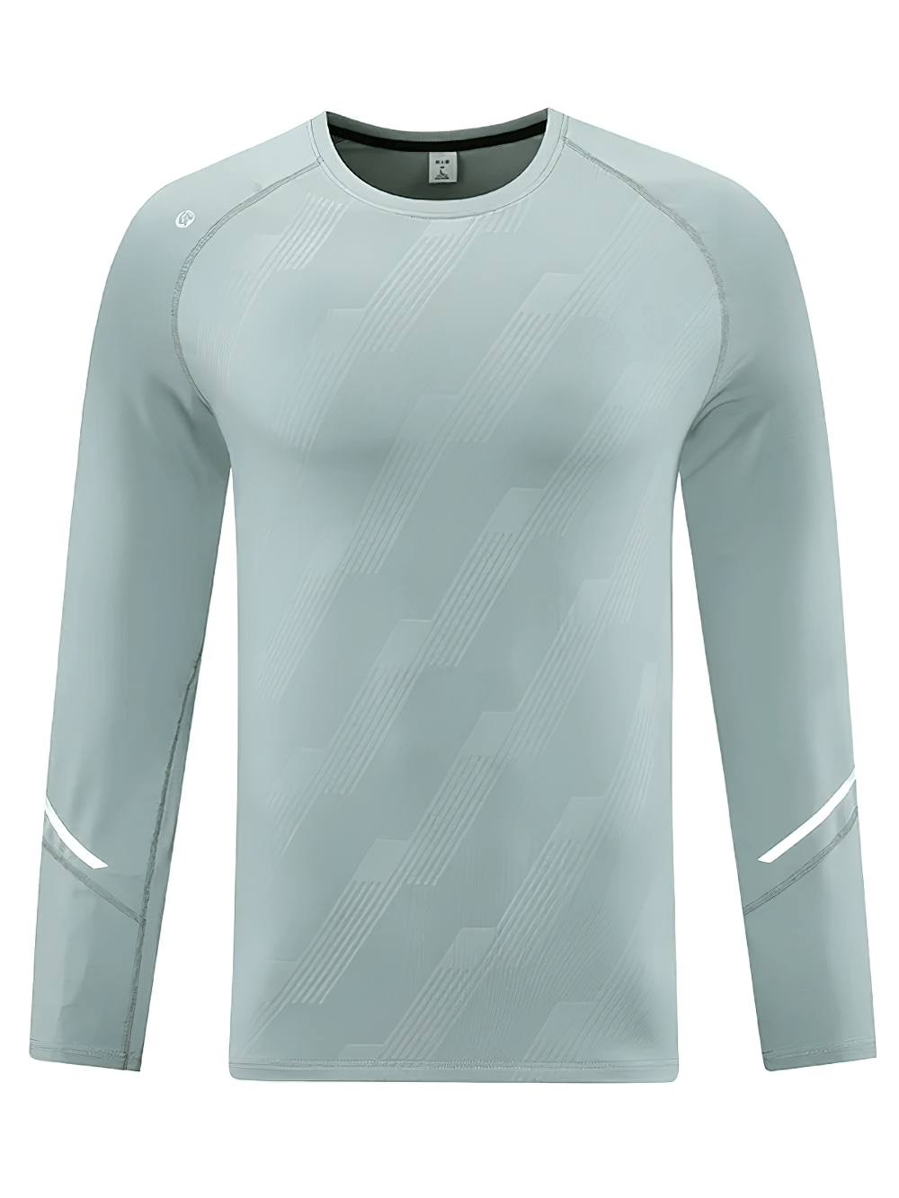 Athletic Geometric Print Workout Top for Gym - SF4741 in light green with long sleeves and reflective details.