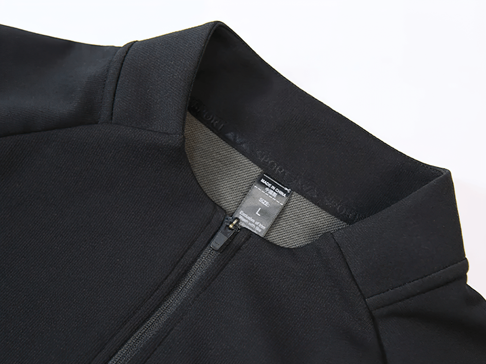 Athletic Raglan Long-Sleeved Training Top for Men - SF4580 close-up showing quarter-zip and collar details.