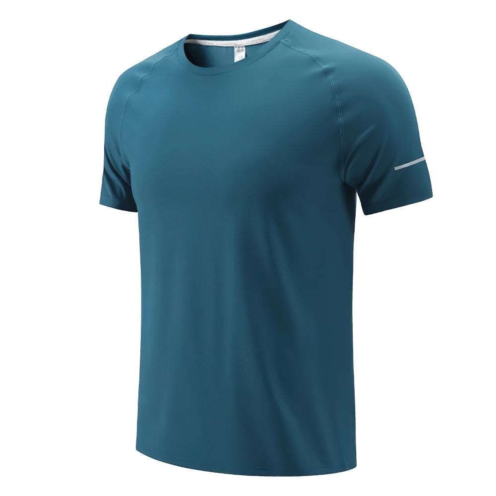 Men's blue quick-dry athletic T-shirt, short sleeves, O-neck design, perfect for gym and outdoor activities, style SF2545.